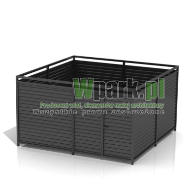 Osłona śmietnikowa PALEPA 04 wymiary 4000 mm na 4000 mm ściany blacha falista, bez dachu