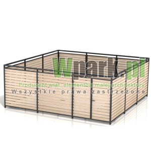 Osłona śmietnikowa PALEPA 05 wymiary 6000 mm na 6000 mm ściany drewno, bez dachu