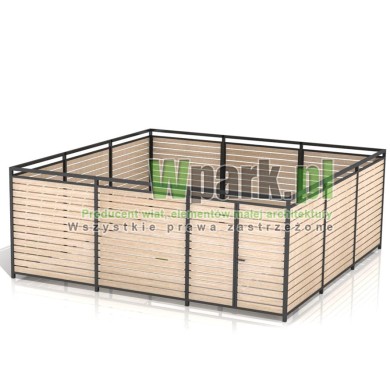 Osłona śmietnikowa PALEPA 05 wymiary 6000 mm na 6000 mm ściany drewno, bez dachu