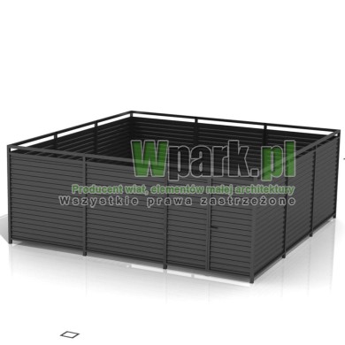 Osłona śmietnikowa PALEPA 06 wymiary 6000 mm na 6000 mm ściany blacha falista, bez dachu