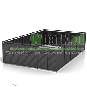 Osłona śmietnikowa PALEPA 08 wymiary 6000 mm na 10000 mm ściany blacha falista, bez dachu