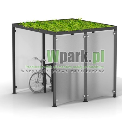 Wiata na rowery GLAS ściany szklane na 6 rowerów zielony dach