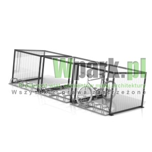 Wiata na rowery CUBE na 15 rowerów  z dachem i ścianami bocznymi
