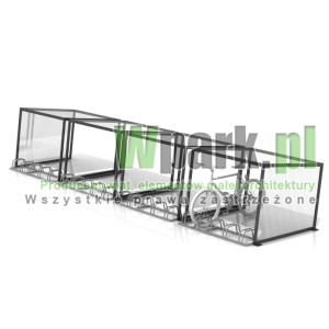 Wiata na rowery CUBE na 20 rowerów  z dachem i ścianami bocznymi