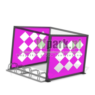 Wiata na rowery CUBE na 5 rowerów  z dachem i ścianami bocznymi z blachy