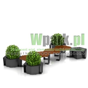 Ławka BEEA 09 z donicami i koszem