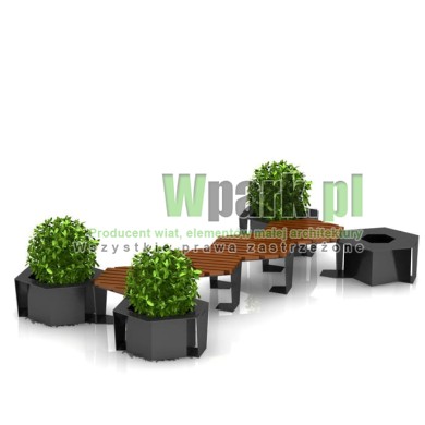 Ławka BEEA 09 z donicami i koszem