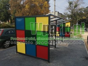 Wiata na rowery PUZL 03  - na 18 rowerów ze stojakami typu barierka