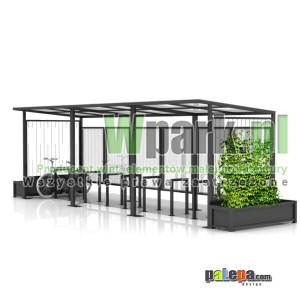 Wiata na rowery MODE 18 - na 18 rowerów z donicami