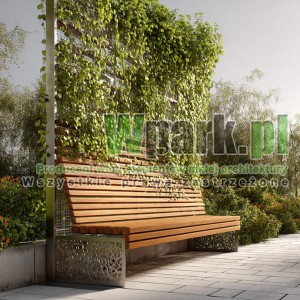 Ławka miejska z konstrukcją na pnącza 02