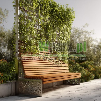 Ławka miejska z konstrukcją na pnącza 02