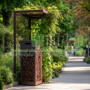 Zielona osłona na kosz miejski