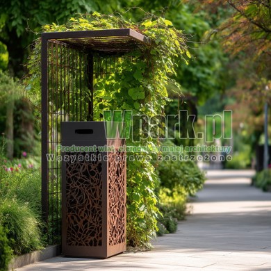 Zielona osłona na kosz miejski