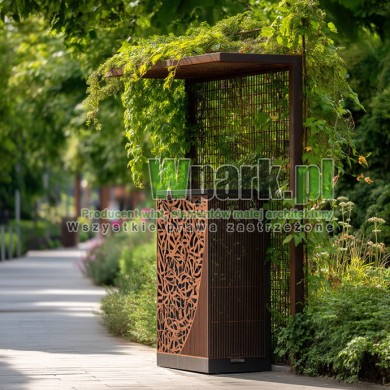 Zielona osłona na kosz miejski 02