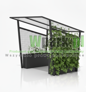 Wiata na rowery SWED 01 - na 6 rowerów ściany siatka stalowa na rośliny z donicami