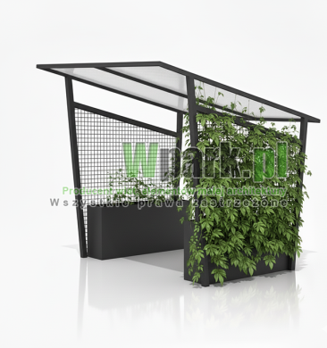 Wiata na rowery SWED 01 - na 6 rowerów ściany siatka stalowa na rośliny z donicami