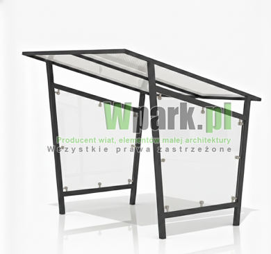 Wiata na rowery SWED 01 - na 6 rowerów ściany szkło hartowane