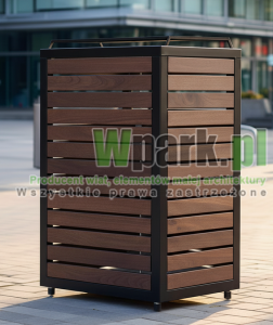 Kosz miejski 10 drewno 02