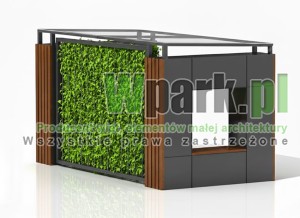 Wiata na rowery BOKS 01 - na 8 rowerów  z zieloną ścianą tylną ZIELONA