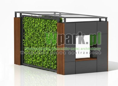 Wiata na rowery BOKS 01 - na 8 rowerów  z zieloną ścianą tylną ZIELONA