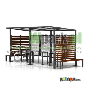 Wiata na rowery MODE 11 - na 12 rowerów z ławkami