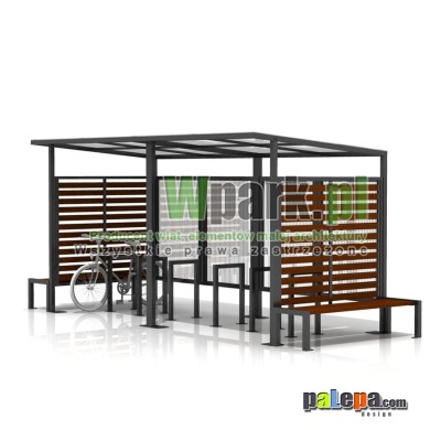 Wiata na rowery MODE 11 - na 12 rowerów z ławkami