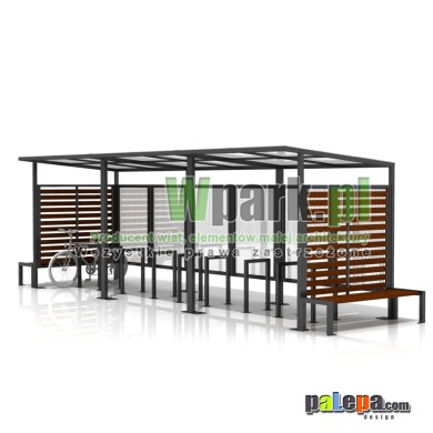 Wiata na rowery MODE 12 - na 18 rowerów z ławkami