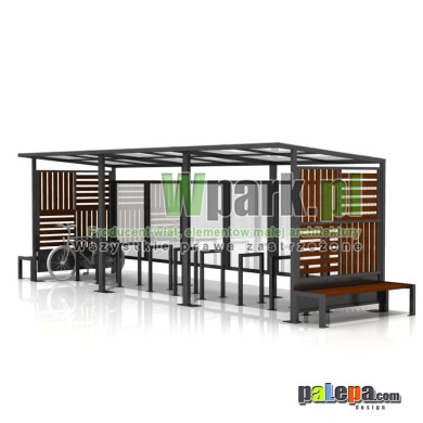 Wiata na rowery MODE 15 - na 18 rowerów z ławkami