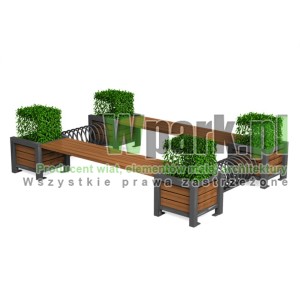 Ławka MODE z donicami i stojakami na rowery 02