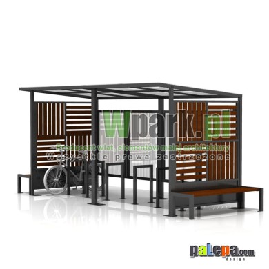 Wiata na rowery MODE 14 - na 12 rowerów z ławkami