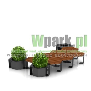 Ławka BEEA 10 z donicami i koszem
