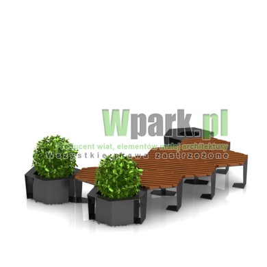 Ławka BEEA 10 z donicami i koszem
