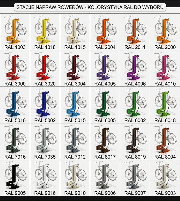 Kolory stacji naprawy rowerów